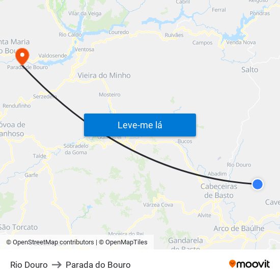 Rio Douro to Parada do Bouro map