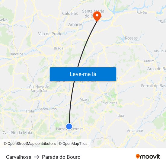 Carvalhosa to Parada do Bouro map