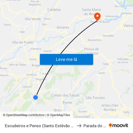 Escudeiros e Penso (Santo Estêvão e São Vicente) to Parada do Bouro map