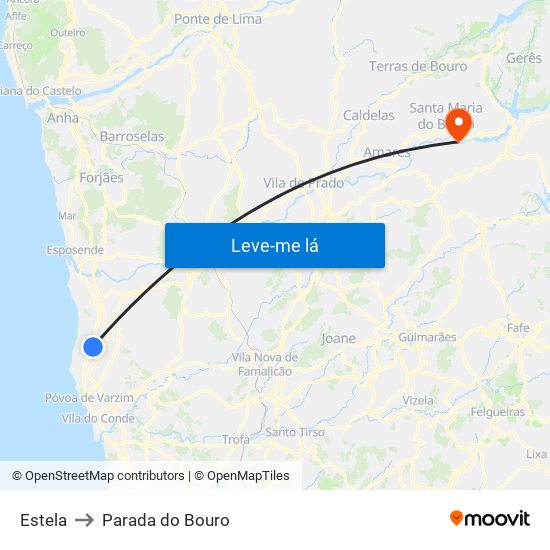 Estela to Parada do Bouro map
