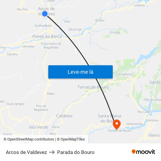 Arcos de Valdevez to Parada do Bouro map
