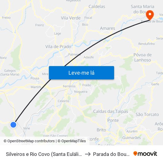 Silveiros e Rio Covo (Santa Eulália) to Parada do Bouro map