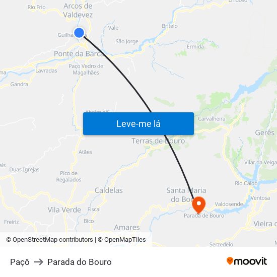 Paçô to Parada do Bouro map