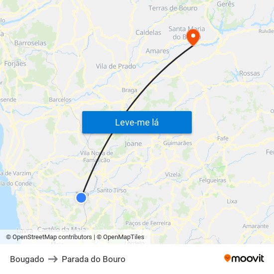 Bougado to Parada do Bouro map