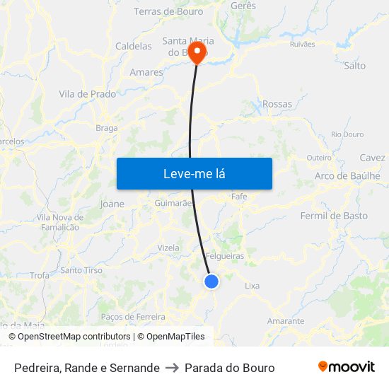 Pedreira, Rande e Sernande to Parada do Bouro map