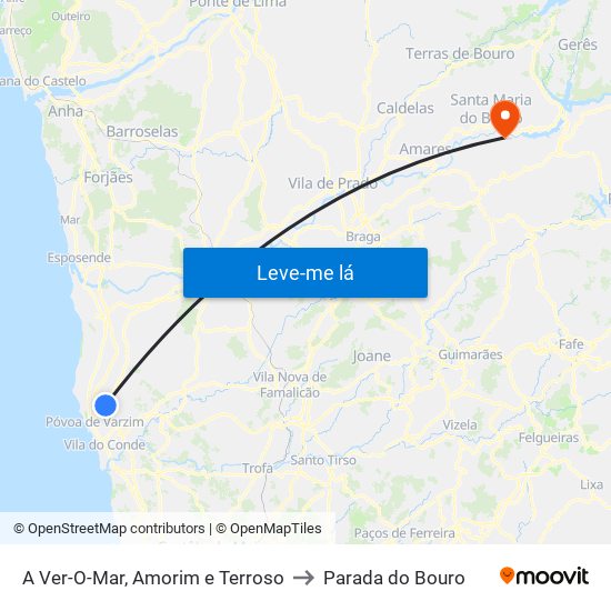 A Ver-O-Mar, Amorim e Terroso to Parada do Bouro map