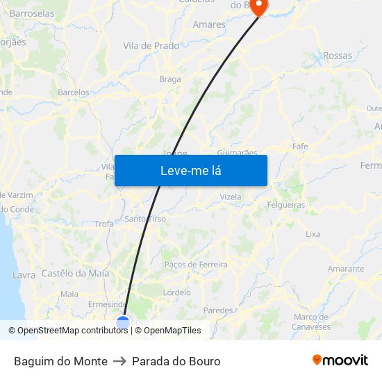 Baguim do Monte to Parada do Bouro map