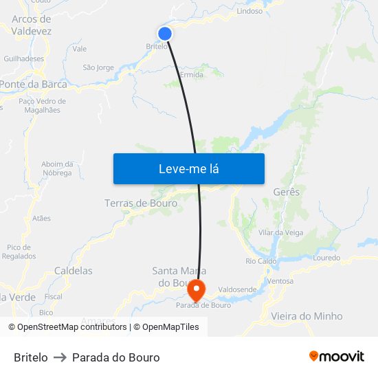 Britelo to Parada do Bouro map