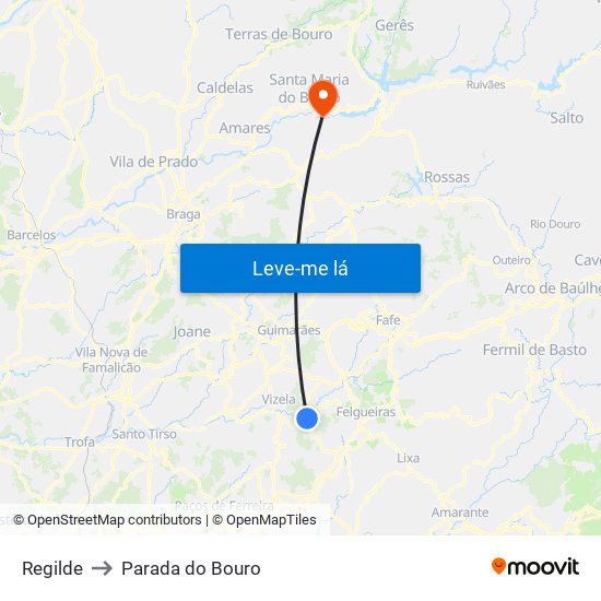 Regilde to Parada do Bouro map