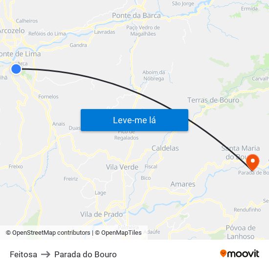 Feitosa to Parada do Bouro map