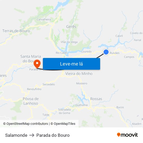 Salamonde to Parada do Bouro map