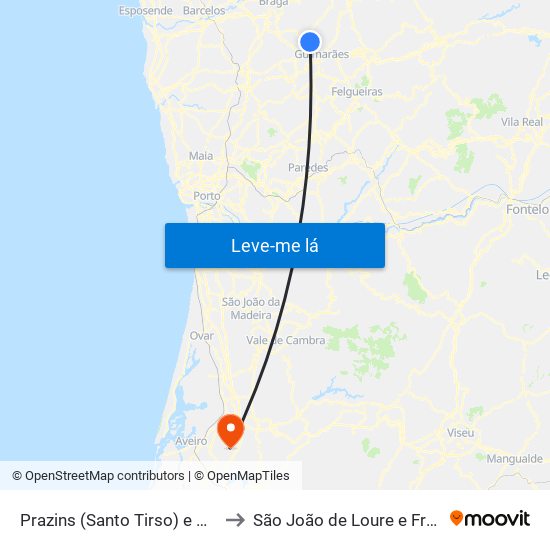 Prazins (Santo Tirso) e Corvite to São João de Loure e Frossos map