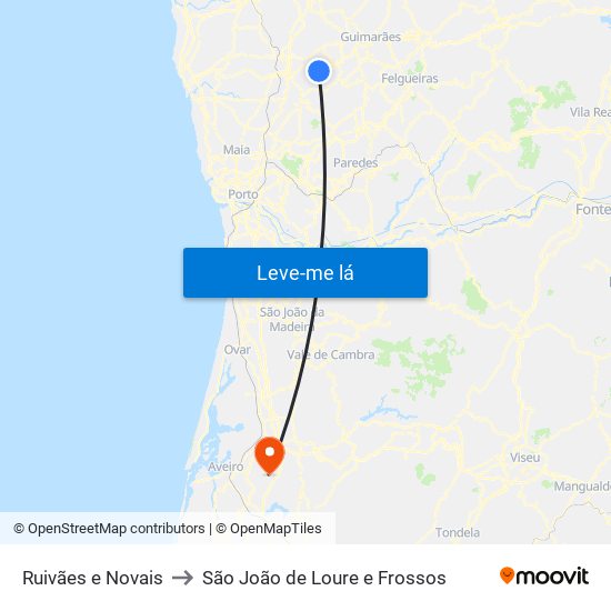 Ruivães e Novais to São João de Loure e Frossos map