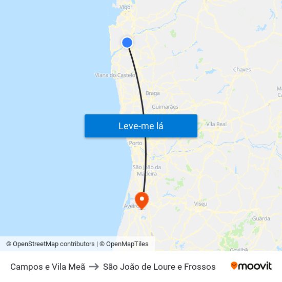 Campos e Vila Meã to São João de Loure e Frossos map