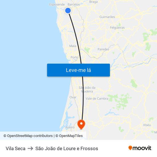 Vila Seca to São João de Loure e Frossos map