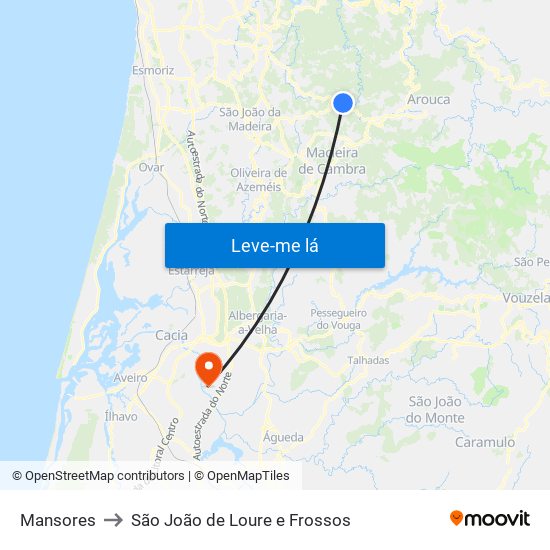 Mansores to São João de Loure e Frossos map