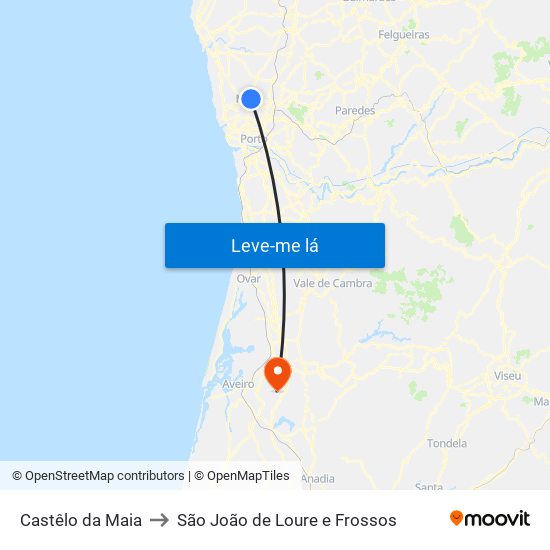 Castêlo da Maia to São João de Loure e Frossos map