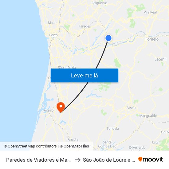 Paredes de Viadores e Manhuncelos to São João de Loure e Frossos map