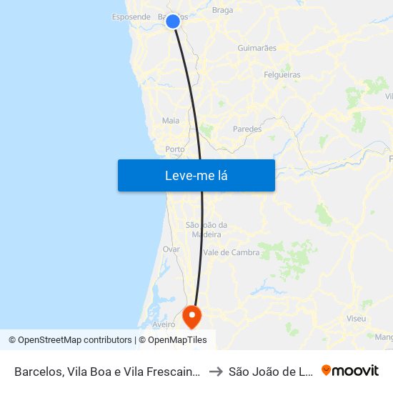 Barcelos, Vila Boa e Vila Frescainha (São Martinho e São Pedro) to São João de Loure e Frossos map