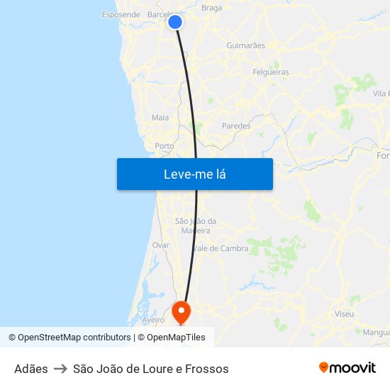 Adães to São João de Loure e Frossos map