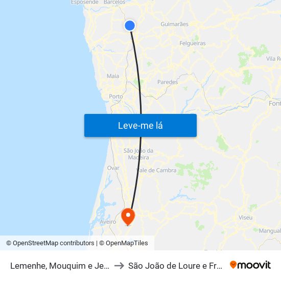 Lemenhe, Mouquim e Jesufrei to São João de Loure e Frossos map