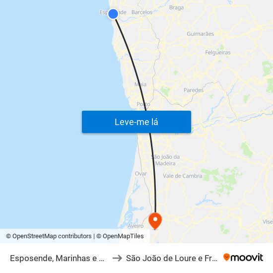 Esposende, Marinhas e Gandra to São João de Loure e Frossos map