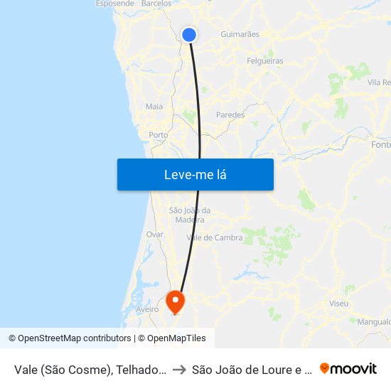 Vale (São Cosme), Telhado e Portela to São João de Loure e Frossos map