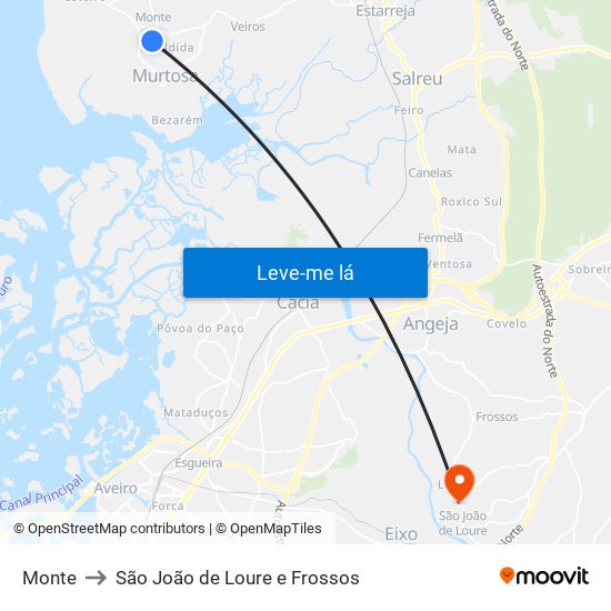 Monte to São João de Loure e Frossos map