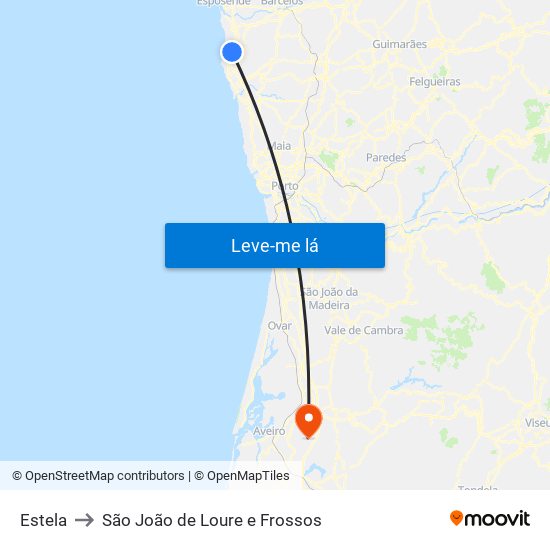 Estela to São João de Loure e Frossos map