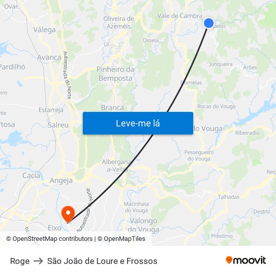 Roge to São João de Loure e Frossos map