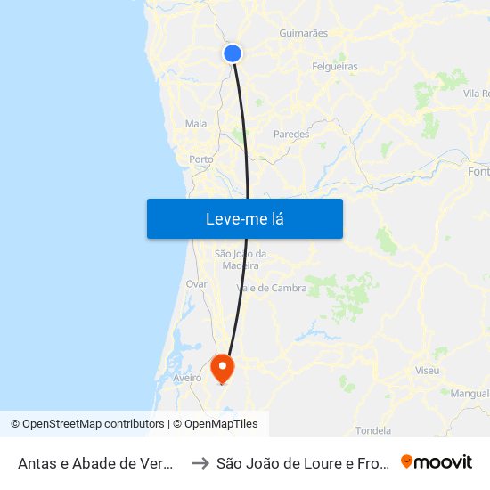 Antas e Abade de Vermoim to São João de Loure e Frossos map