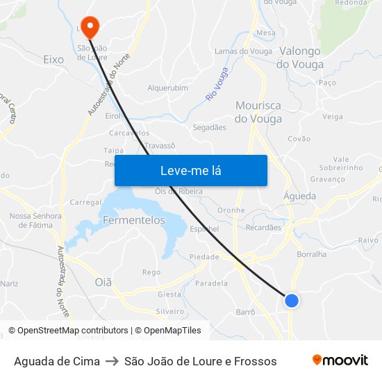 Aguada de Cima to São João de Loure e Frossos map