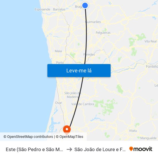 Este (São Pedro e São Mamede) to São João de Loure e Frossos map