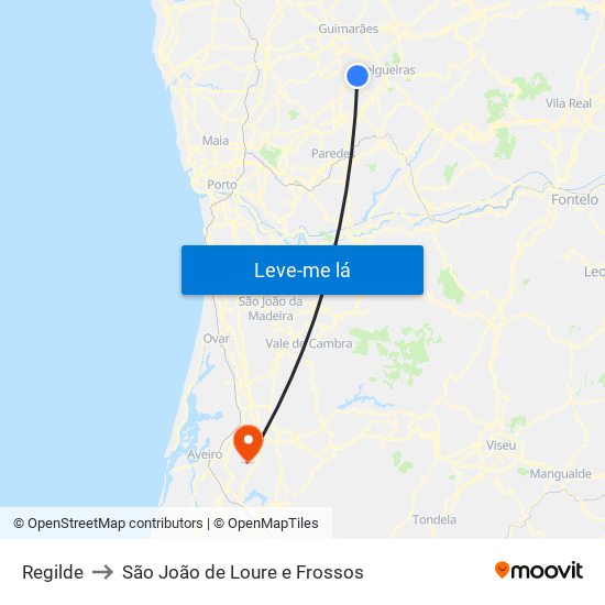 Regilde to São João de Loure e Frossos map