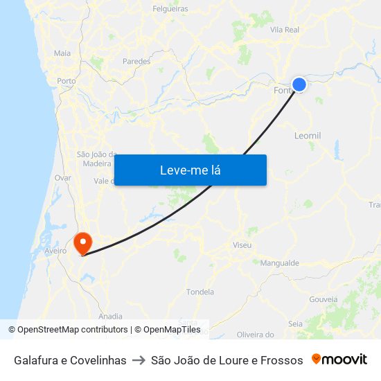 Galafura e Covelinhas to São João de Loure e Frossos map