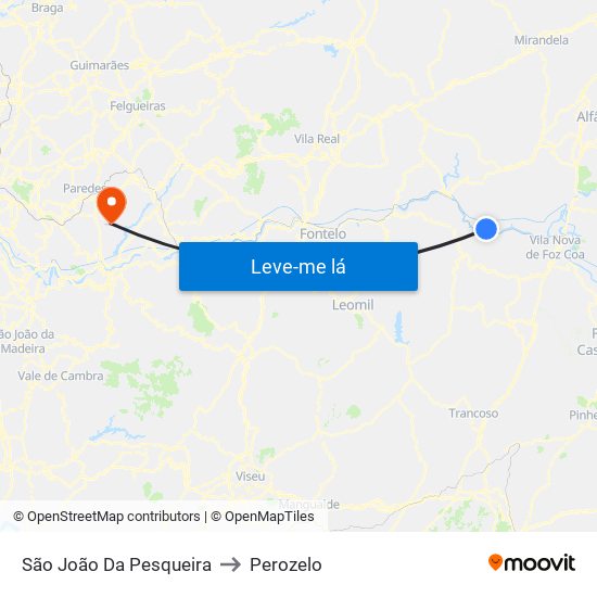 São João Da Pesqueira to Perozelo map