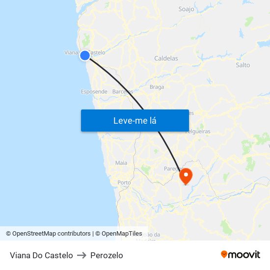 Viana Do Castelo to Perozelo map