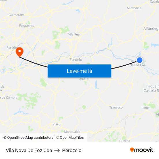 Vila Nova De Foz Côa to Perozelo map