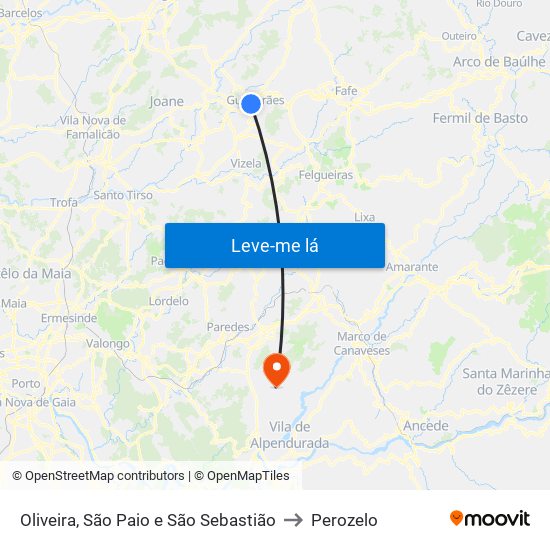 Oliveira, São Paio e São Sebastião to Perozelo map