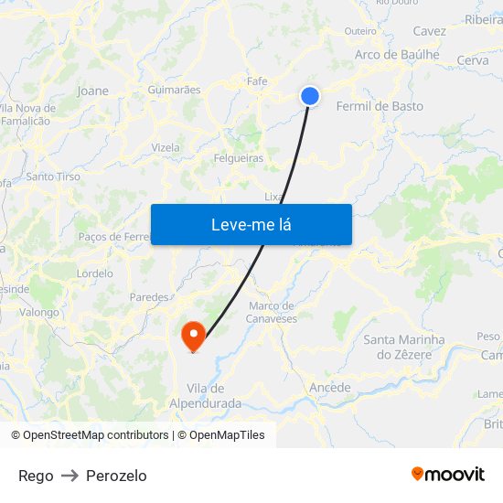 Rego to Perozelo map