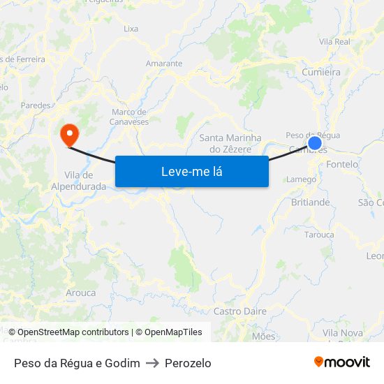 Peso da Régua e Godim to Perozelo map