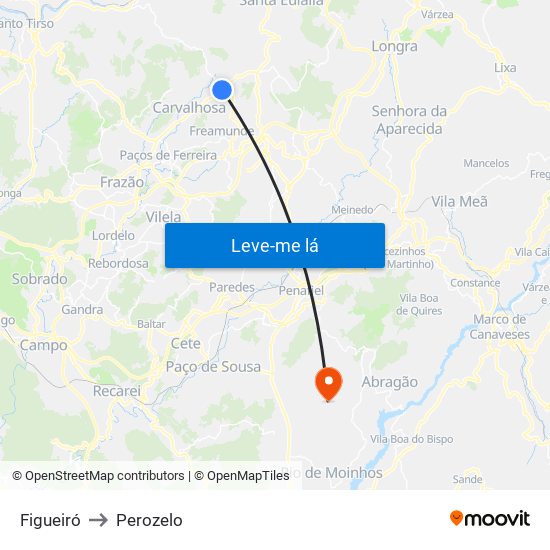 Figueiró to Perozelo map