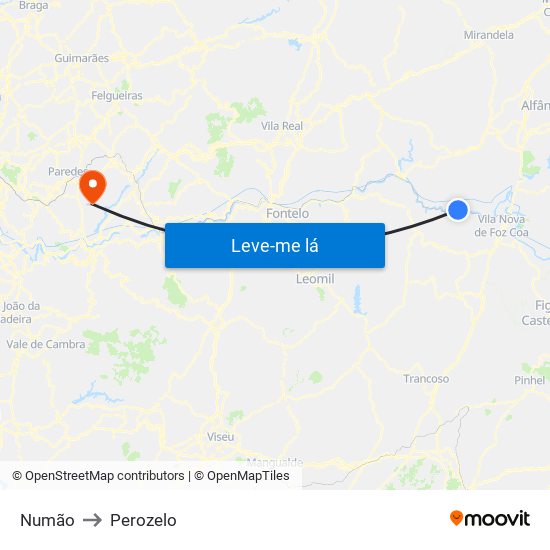 Numão to Perozelo map