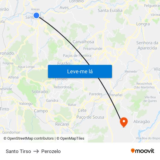 Santo Tirso to Perozelo map