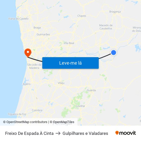 Freixo De Espada À Cinta to Gulpilhares e Valadares map