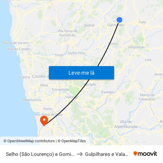 Selho (São Lourenço) e Gominhães to Gulpilhares e Valadares map