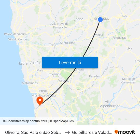 Oliveira, São Paio e São Sebastião to Gulpilhares e Valadares map