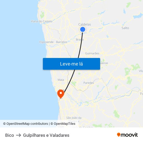 Bico to Gulpilhares e Valadares map