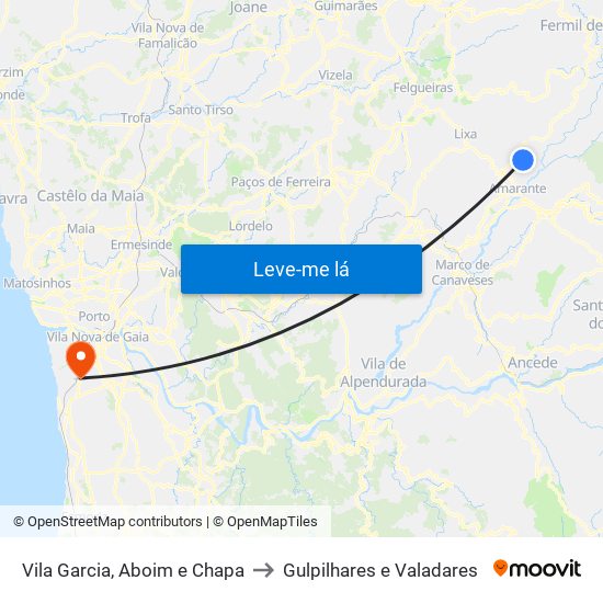 Vila Garcia, Aboim e Chapa to Gulpilhares e Valadares map