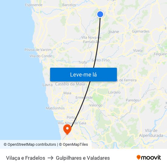 Vilaça e Fradelos to Gulpilhares e Valadares map